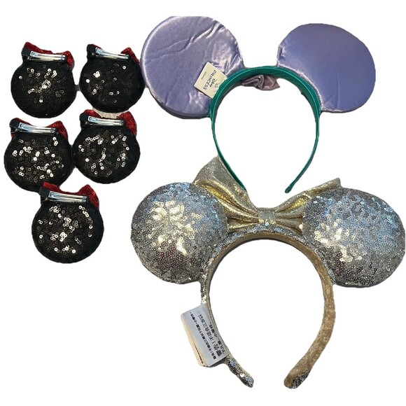 Disney Parks & Disguise Minnie Mouse Ears Lot + 5 Hair Clips Set Collector Gift - Picture 2 of 16